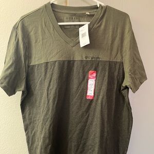 MENS TWO TONED ARMY GREEN GUESS SHIRT